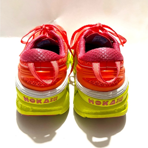 Hoka one conquest 2 bright neon coral orange running shoes sneakers women’s 9.5 - Picture 4 of 13